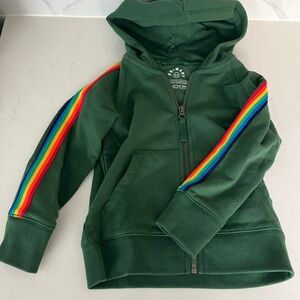 Primary Green Kids Hoodie with Rainbow Stripes size 2-3T